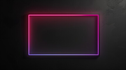 Neon frame for text of violet-pink light on a black background. Copy space