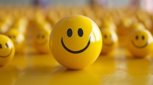 office optimism smiling emoji ball promoting positive workplace culture digital art