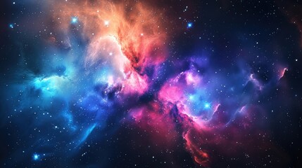An abstract cosmos background featuring nebulae and galaxies in space, presenting a captivating and...