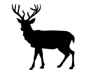 Deer buck silhouette isolated on a transparent background, vector.