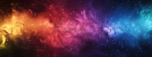 Naklejka premium Texture with halogen effect, featuring rainbow colors and a space-themed background.