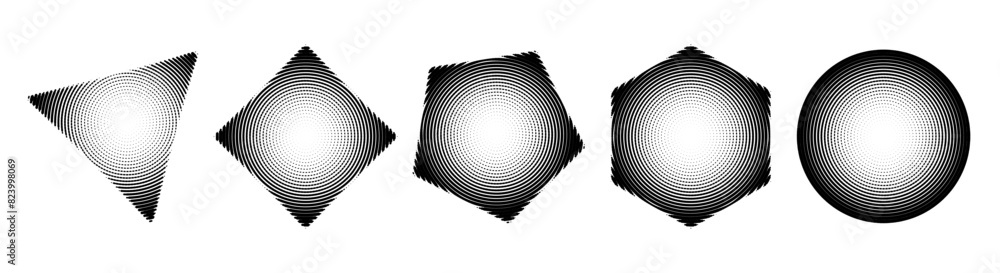 Aufkleber abstract graphic design elements set. trendy shapes circle, square, hexagon, triangle with bitmap ra