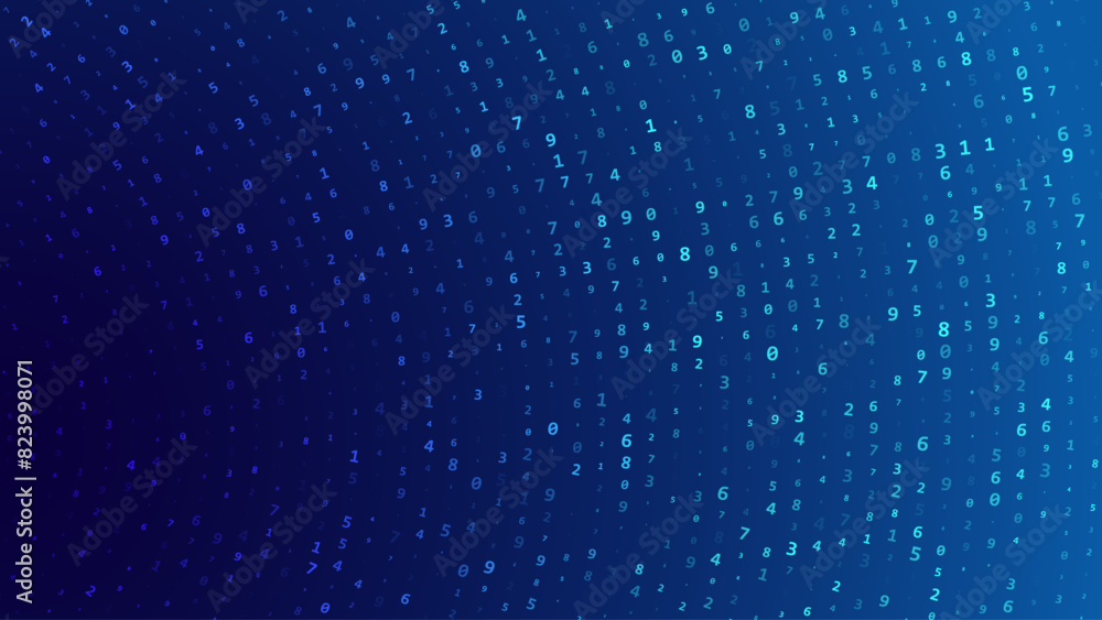 Aufkleber Abstract Numbers Circular Matrix Background. Binary Computer Machine Code On Arcs. Coding Programming Hacker Concept. Computer Science or Network Security Education Vector Background Illustration.