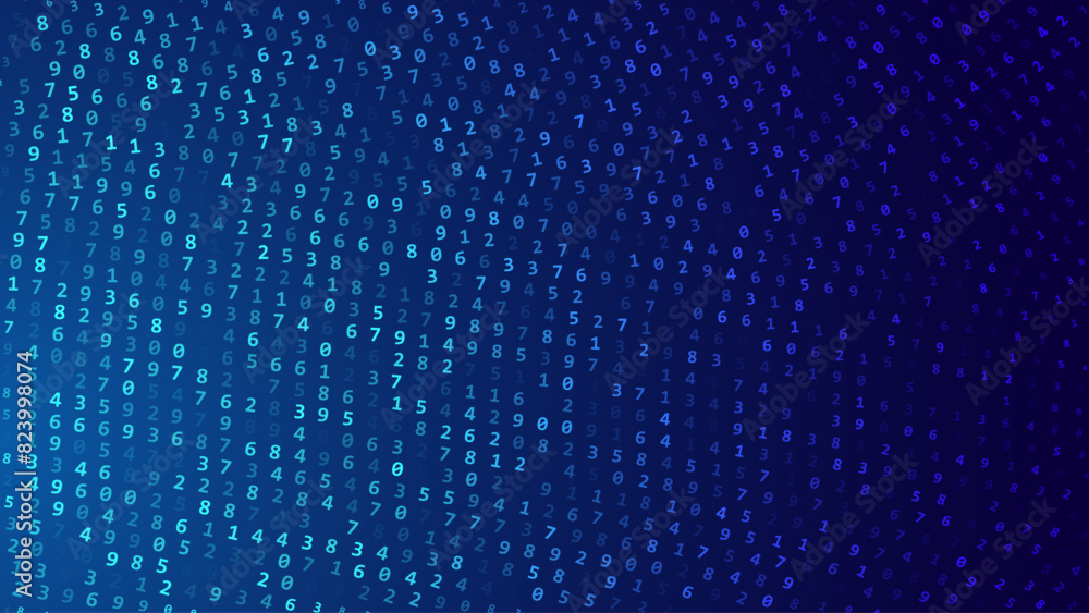 Aufkleber Abstract Numbers Circular Matrix Background. Binary Computer Machine Code On Arcs. Coding Programming Hacker Concept. Computer Science or Network Security Education Vector Background Illustration.
