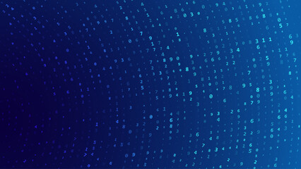 Abstract Numbers Circular Matrix Background. Binary Computer Machine Code On Arcs. Coding Programming Hacker Concept. Computer Science or Network Security Education Vector Background Illustration.