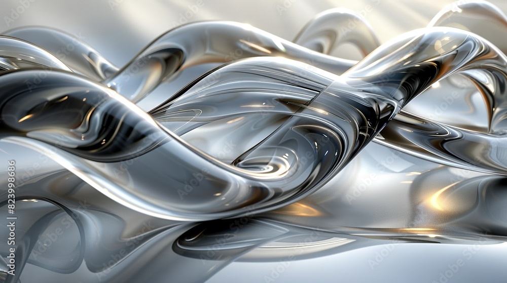 Poster metal object resembling snake tail with light reflection in close-up image