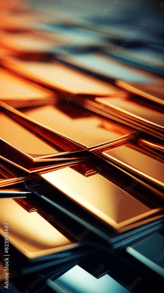 Poster a close up of a gold and blue cube with a black border. the cube is made up of many smaller cubes, a