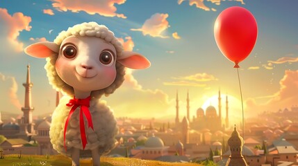 sheep, islam, sacrifice, greeting, celebration, decoration, muslim, ramadan, eid, holiday, background, arabic, islamic, goat, illustration, animal, design, banner, card, festival, invitation, religion
