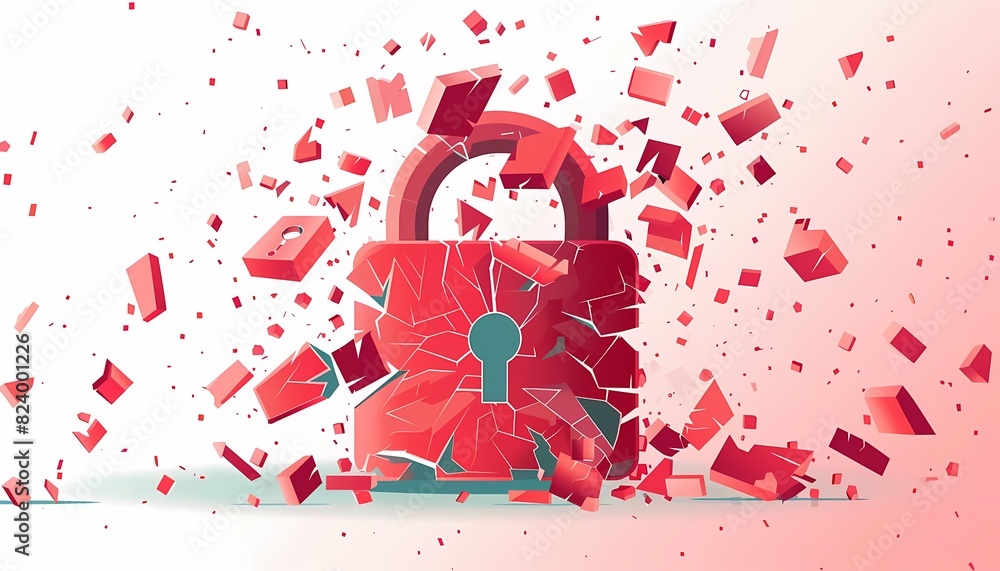 Aufkleber imagine a flat design of a data breach icon with a broken lock