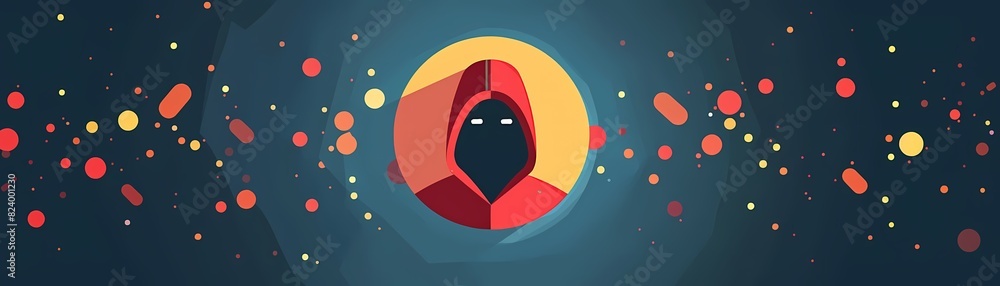 Aufkleber imagine a flat design of a hacker icon with a prohibited sign over it, indicating cyber threat preve