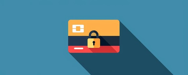 Fototapeta premium Imagine a flat design of a secure payment icon with a credit card and a lock