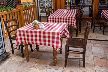Restaurant outdoor terrace in Budapest,Hungary.