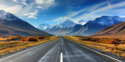 Unlimited possibilities on the road ahead: A mountainous backdrop for thriving startups. Concept Outdoor Photoshoot, Colorful Props, Joyful Portraits, Playful Poses