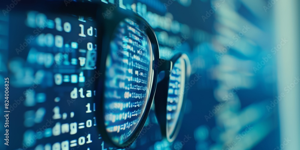 Poster Code Reflections in Glasses: A Modern Representation of Software Development and Digital Innovation, Generative AI