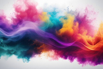 Obraz premium Dynamic design elements: colorful, blurry fog waves, powder explosions on white, perfect for sound, music, tech, or science themes.