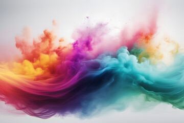 Obraz premium Dynamic design elements: colorful, blurry fog waves, powder explosions on white, perfect for sound, music, tech, or science themes.