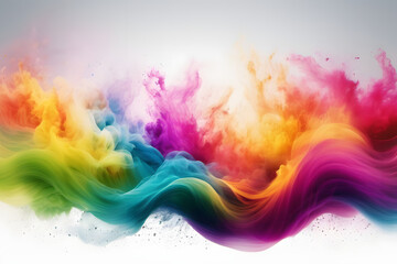 Obraz premium Dynamic design elements: colorful, blurry fog waves, powder explosions on white, perfect for sound, music, tech, or science themes.