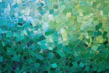 A green mosaic pattern made of small pieces of glass