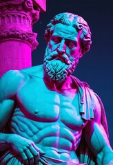Fototapeta premium roman emperor statue and Monuments of Greece 