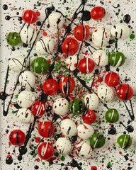 Ingredients for caprese salad in the form of an abstract pop art illustration