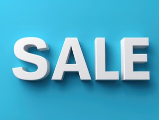 A white sale sign stands out against a vibrant blue background