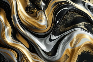 A gold and black swirl pattern with a shiny, metallic sheen