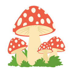 Cartoon mushrooms vector illustration isolated on white background
