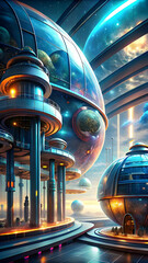 Fototapeta premium a futuristic institute on the planet mercury