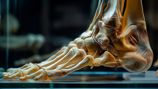 Meticulously detailed anatomical model of the human feet and lower legs, Anatomical foot skeleton model