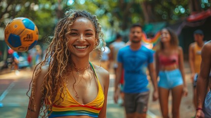 Embracing Diversity: LGBTQ Couple Participating in Sports with Inclusive Community at a Vibrant Park