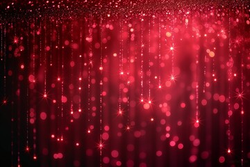 Background featuring cascading red sparkling lights with a beautiful bokeh effect.