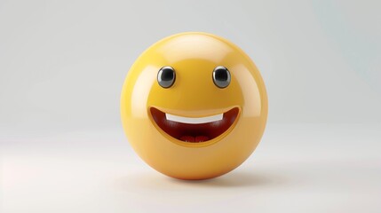 Fototapeta premium 3D Emoji with Happy Face on white background with copy space