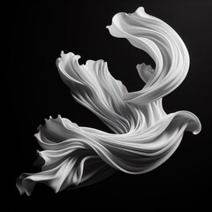 Floating elegant white fabric isolated on a black background