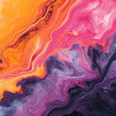 A vibrant, abstract marble texture that captures the explosion of colors at sunset, with hues of orange, pink, and purple blending seamlessly together.