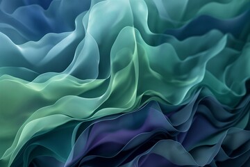 A blue and green fabric with a wave pattern