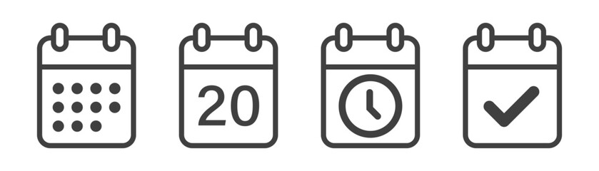 Set of calendar icons on a white background.