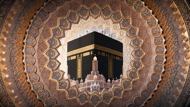 Islamic backgrounds of Eid Mubarak greeting, Ai generative.