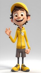 a cartoon boy in a yellow hoodie
