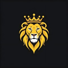 Obraz premium yellow lion head with crown