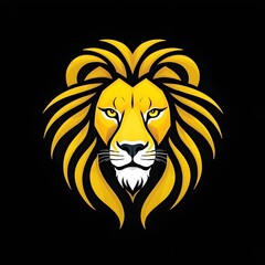 Obraz premium lion head yellow on black background