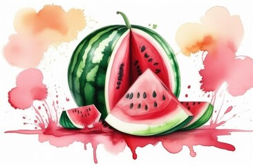 Watermelon. Pieces of watermelon. watercolor illustration.