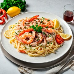 Espagueti con camarones
