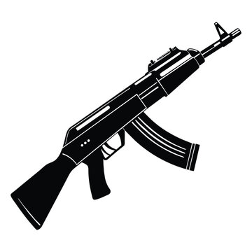 recommend clip art: Riffle gun black and white vector silhouette isolated on white background