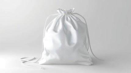 white drawstring bag isolated on a white background realistic