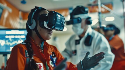 Emergency medical technicians use virtual reality to simulate a mass shooting scenario and train for rapid response and triage techniques.