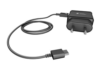 Fast mobile device battery charger isolated on transparent background. 3D illustration