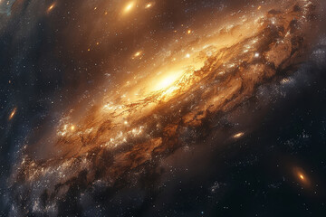 A cosmic collision between galaxies, a cataclysmic event shaping the fabric of the universe over billions of years. Concept of galactic evolution. Generative Ai.