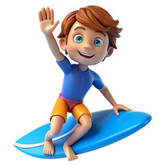 little boy surfing watercolor paint