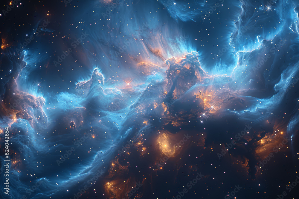 Poster the intricate web of interstellar dust clouds, veiling the secrets of distant star systems from pryi