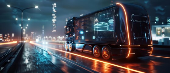 Closeup of a futuristic truck with a sleek